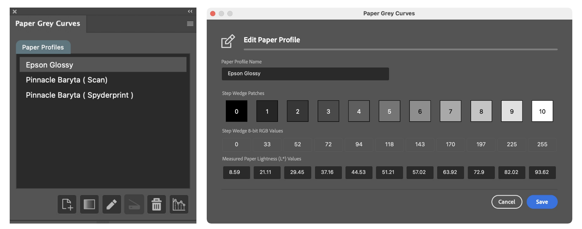 paper grey curves for the epson abw print driver